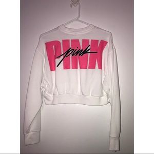 VS pink white and pink cropped Crew Neck sweater